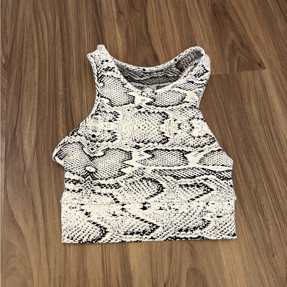 Booty by Brabants Snake Print Cropped Tank Top - Black & White